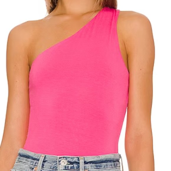 Superdown - Devonne One Shoulder Bodysuit, XS, Pink - Picture 1 of 3